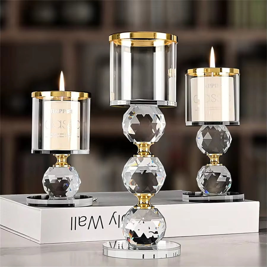 3 PiecesCrystal Candle Holder Set - Elegant Romantic Theme Desktop Decor, Suitable For Dinner, Anniversary, Birthday And Holiday Celebrations - Luxury American Candlelight Centerpiece, Home Dining Table Decoration, Room Decor, Graduation Gift