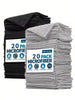 20pcs/Kitchen Towels, Microfiber Black And Light Grey Cleaning Cloth Set, Absorbent, Soft, Stain Removal Cloth For Cleaning Glass, Cooking Table, Pot, Bowl, Faucet, Range Hood, Car Wipe Cleaning Cloth, Kitchen, Bathroom, Home, Household Supplier